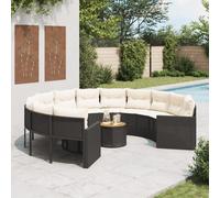 Canapé de jardin avec table coussins rond gris résine tressée vidaXL