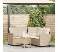 vidaXL Canapé de jardin avec table et coussins en forme de L beige