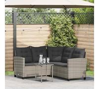 vidaXL Canapé de jardin avec table et coussins en forme de L gris