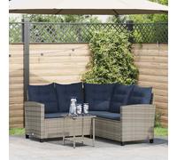 vidaXL Canapé de Jardin avec Table et Coussins en Forme de L Gris, canapé d'extérieur, canapé d'extérieur en Forme de L, canapé de Jardin en résine tressée