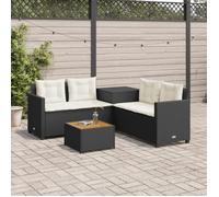 vidaXL Canapé de jardin avec table et coussins en forme de L noir, canapé d'extérieur, canapé d'extérieur en forme de L, 369036