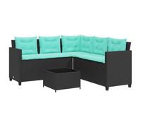 vidaXL Canapé de Jardin avec Table et Coussins en Forme de L Noir, canapé d'extérieur, canapé d'extérieur en Forme de L, canapé de Jardin en résine tressée
