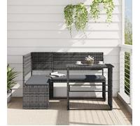 vidaXL Canapé de Jardin avec Table et Coussins en Forme de L, Siège de Terrasse, Ensemble de Meuble de Patio Extérieur, Gris 362348