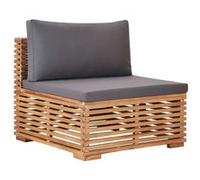 vidaXL Canapé de jardin central - Bois de teck solide - Avec coussin gris Gris G