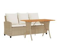 vidaXL Canapé de jardin 3 places 4103858 – résine tressée beige avec coussins et table