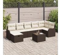 Vidaxl Canapé De Jardin De 8 Pièces Avec Coussins En Poly Rattan Marron, Vidaxl Canapé De Jardin 2 Places Avec Rangement Et Coussins En Poly Rattan Marron