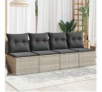 vidaXL Canapé de jardin 4 places avec coussins et housse 366178 Gris clair