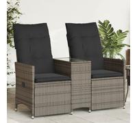 Vidaxl Canapé De Jardin Inclinable 2 Places Avec Table Gris Poly Rotin
