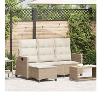 vidaXL Canapé de jardin inclinable Coussins forme de L Beige Polyrotin