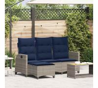 Vidaxl Canapé De Jardin Inclinable Coussins Forme De L Gris Polyrotin