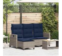 vidaXL Canapé de jardin inclinable coussins forme de L gris polyrotin, canapé d'extérieur, canapé de jardin inclinable, 4108244