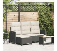 vidaXL Canapé de Jardin inclinable Coussins Forme de L Noir polyrotin, canapé d'extérieur, canapé de Jardin inclinable, canapé d'extérieur en L