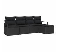 vidaXL Canapé de Jardin modulable 5 pièces avec Coussins Noirs en Poly rotin, mobilier d'extérieur pour Salon, terrasse, Patio, tissé.