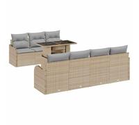 vidaXL Canapé de Jardin modulable 8 pièces avec Coussins Gris en Poly Rattan Beige - Mobilier extérieur sectionnel pour Patio et Balcon, Confortable pour Passer du Temps en Plein air.