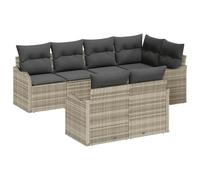 vidaXL Canapé de Jardin Modulable de 7 pièces avec Coussins Gris Clair en Poly Rotin