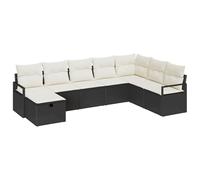 vidaXL Canapé de Jardin modulable en Poly rotin Noir, 287 x 177 x 69 cm. Style Moderne avec des Coussins crème tissés Main. Pratique, résiste aux intempéries, et a Un Cadre en Acier. Idéal pour Votre