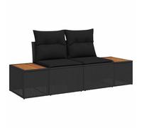 vidaXL Canapé de Jardin Noir 184 x 62 x 85cm polyrotin, Canapé de Jardin modulaire, Design rectangulaire, Lounge léger résistant aux intempéries pour Votre terrasse, Patio