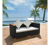 Vidaxl Canapé De Jardin Résine Tressée Noir Multicolore