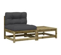 vidaXL Canapé de jardin sans accoudoirs avec coussin et pouf