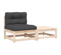 vidaXL Canapé de jardin sans accoudoirs avec coussin et pouf