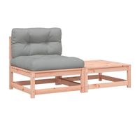 vidaXL Canapé de jardin sans accoudoirs avec coussin et pouf