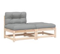 vidaXL Canapé de jardin sans accoudoirs avec coussin et pouf
