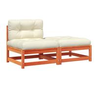 vidaXL Canapé de jardin sans accoudoirs avec coussin et pouf