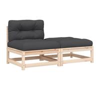 vidaXL Canapé de jardin sans accoudoirs avec coussin et pouf