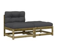 vidaXL Canapé de jardin sans accoudoirs avec coussin et pouf