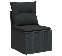 Vidaxl Canapé De Jardin Sans Accoudoirs Coussins Noir Résine Tressée