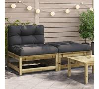 Vidaxl Canapé De Jardin Sans Accoudoirs Avec Coussins Et Repose-Pieds