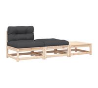 vidaXL Canapé de jardin sans accoudoirs avec coussins et tabourets