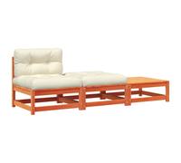 vidaXL Canapé de jardin sans accoudoirs avec coussins et tabourets
