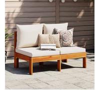 vidaXL Canapé de jardin 2 places sans accoudoirs en bois d'acacia avec coussins – 367625