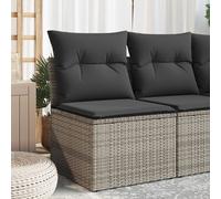 Vidaxl Canapé De Jardin Sans Accoudoirs Coussins Gris Résine Tressée