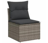 Vidaxl Canapé De Jardin Sans Accoudoirs Coussins Gris Résine Tressée
