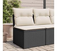 vidaXL Chaise de Jardin sans Accoudoirs avec Coussins, Siège avec Dossier, Meuble de Patio Arrière-Cour Terrasse Extérieur, Noir Résine Tressée