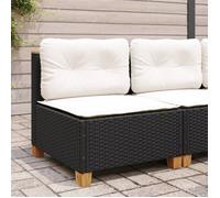 vidaXL Canapé de jardin sans accoudoirs coussins noir résine tressée, canapé d'extérieur, sièges de jardin, siège de jardin, 365905