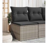 vidaXL Canapé de jardin sans accoudoirs 366112 Coussins, résine tressée, extérieur, gris