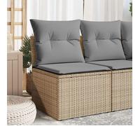 vidaXL Canapé de jardin sans accoudoirs avec coussins – Beige, résine tressée