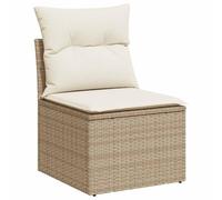 vidaXL Canapé de jardin sans accoudoirs avec coussins et housse, beige en résine tressée
