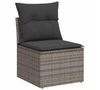 vidaXL Canapé de jardin sans accoudoirs 366112 Coussins, résine tressée, extérieur, gris