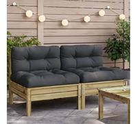 vidaXL Canapé de Jardin sans Accoudoirs et Coussins 2 pcs, Sièges avec Dossier, Meubles de Terrasse Patio Arrière-Cour Extérieur, Pin Imprégné