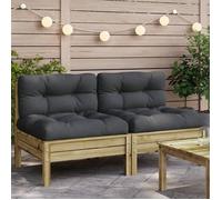 vidaXL Canapé de Jardin sans Accoudoirs et Coussins 2 pcs, Sièges avec Dossier, Meubles de Terrasse Patio Arrière-cour 838164