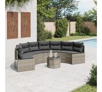 Canapé de jardin avec table coussins rond beige résine tressée vidaXL