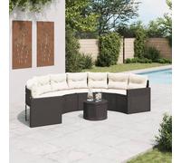 Vidaxl Canapé De Jardin Table Coussins Demi-Rond Noir Résine Tressée