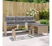 Vidaxl Canapé De Jardin Table Et Coussins En Forme De L Mélange Beige