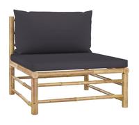 vidaXL Canapé de milieu de jardin avec coussins gris foncé Bambou