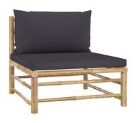 vidaXL Canapé de milieu de jardin avec coussins gris foncé Bambou