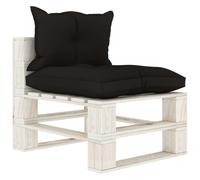 Vidaxl Canapé De Milieu Palette De Jardin Avec Coussins Noir Bois